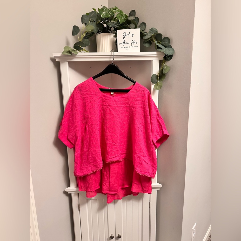 Umgee Hot Pink Layered Blouse